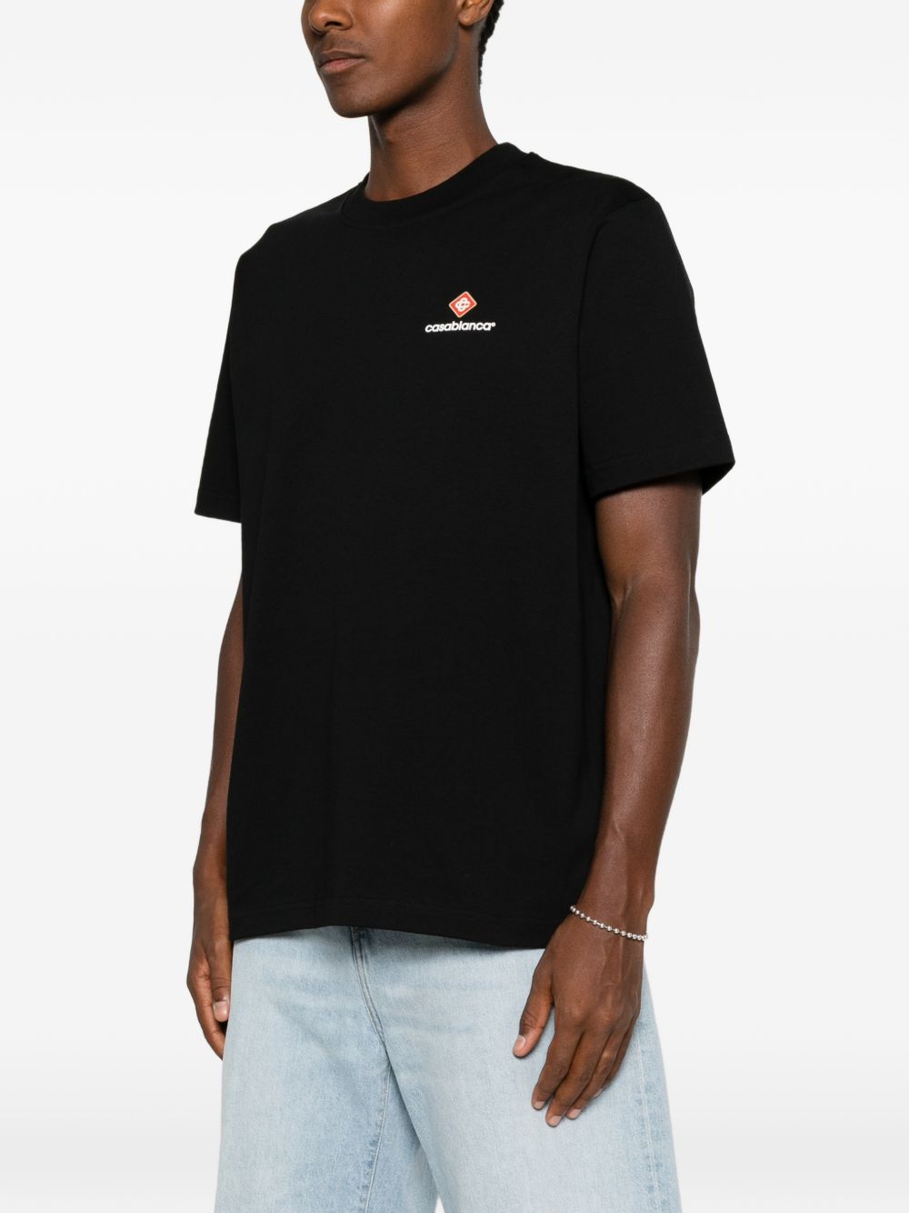 CASABLANCA T-shirt nera a maniche corte 