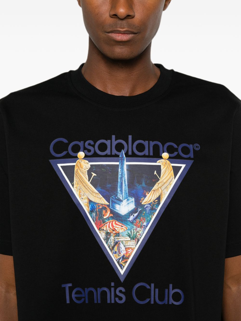 CASABLANCA T-shirt nera a maniche corte con stampa grafica 