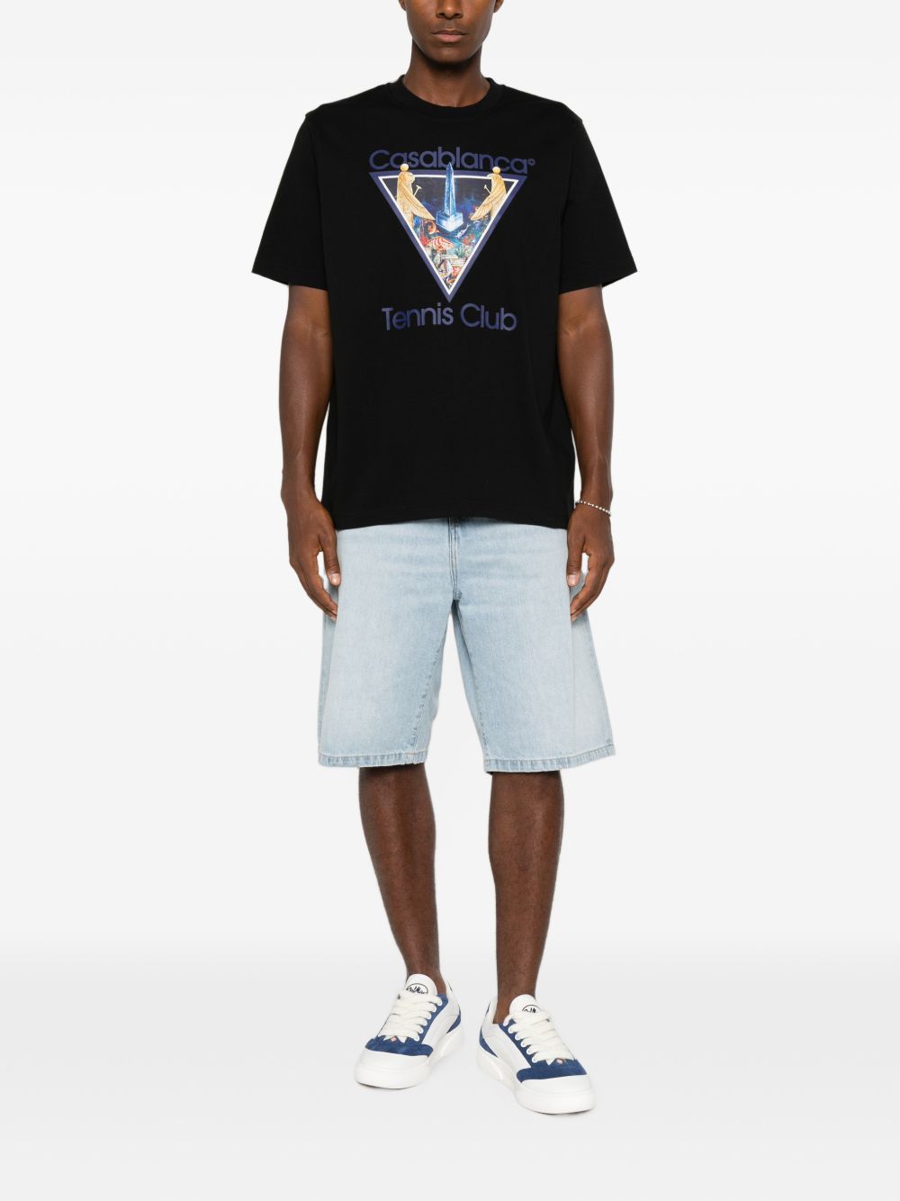 CASABLANCA T-shirt nera a maniche corte con stampa grafica 
