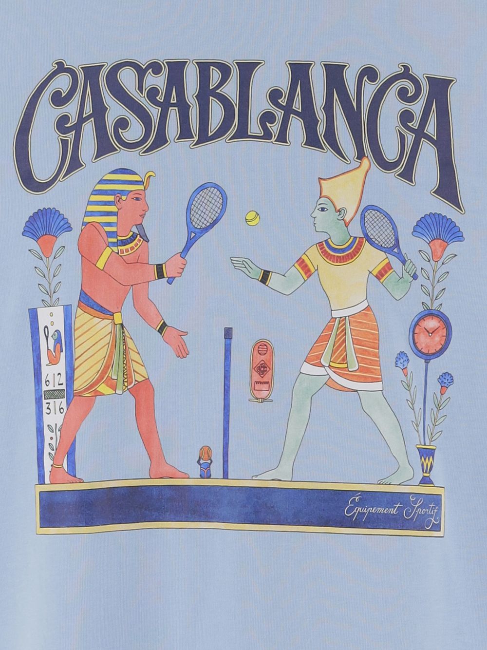 CASABLANCA T-shirt Egyptian Tennis Match in cotone azzurro 