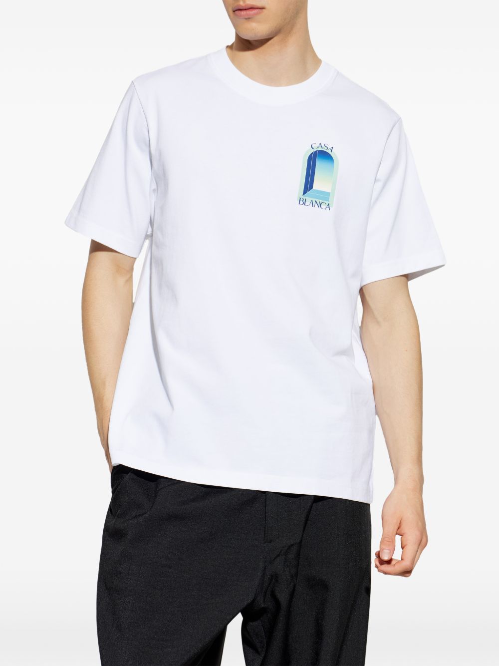 CASABLANCA T-shirt Gradient Arch in cotone bianco 