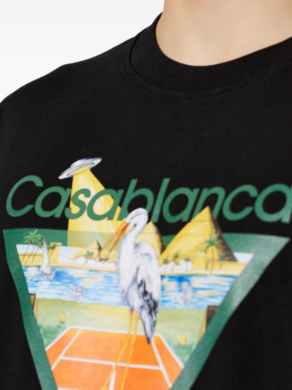 CASABLANCA T-shirt Black Tennis Club Icon Pyramid in cotone nero 
