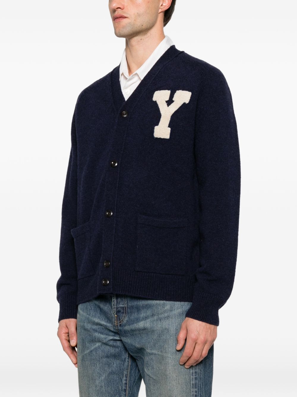 CHESAPEAKES Cardigan in lana blu con bottoni 