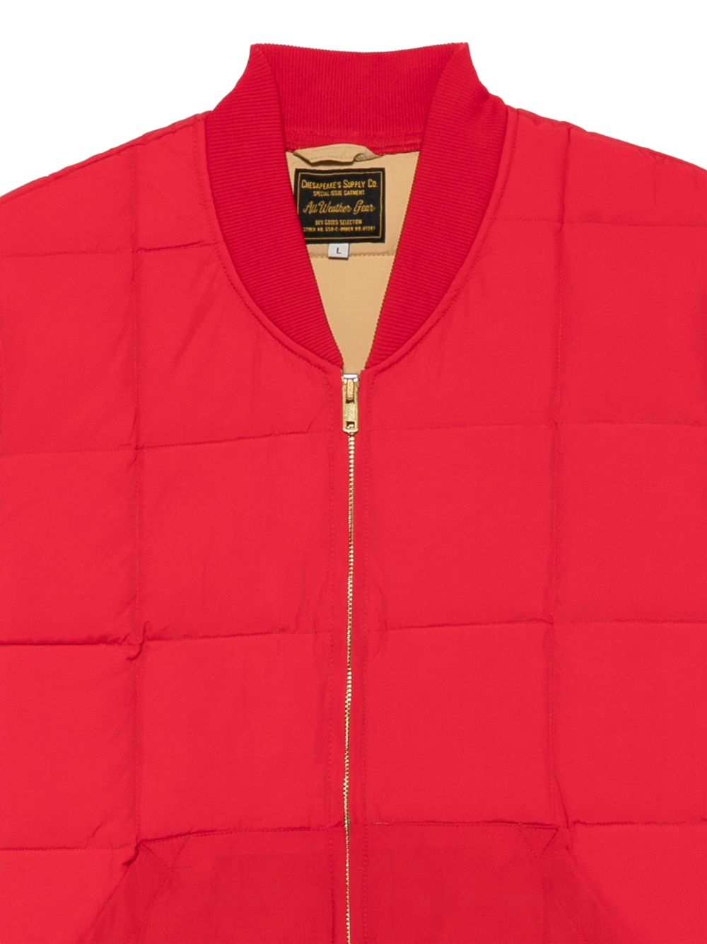 CHESAPEAKES Gilet rosso in nylon con zip e interno a contrasto 