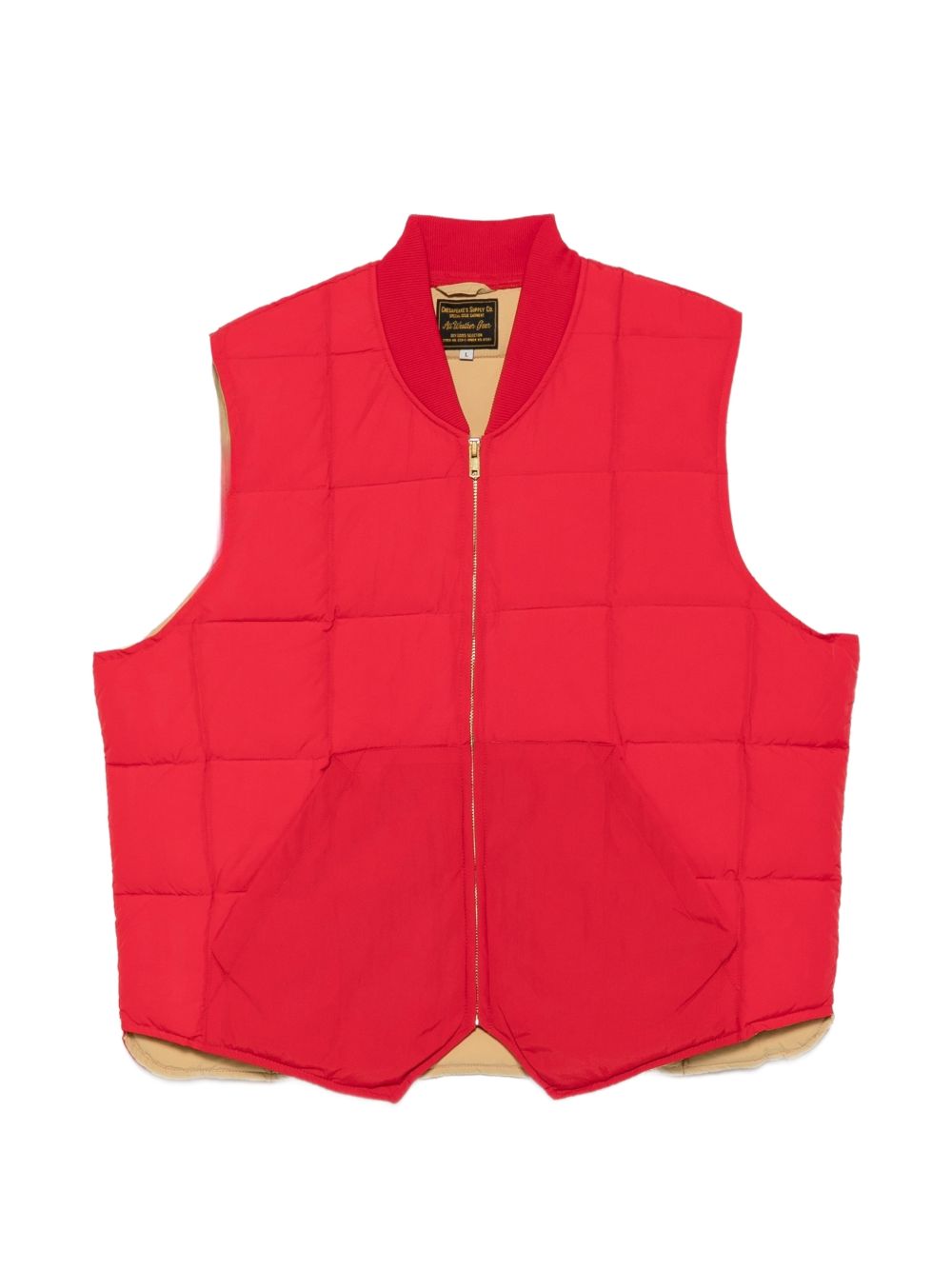 CHESAPEAKES Gilet rosso in nylon con zip e interno a contrasto 