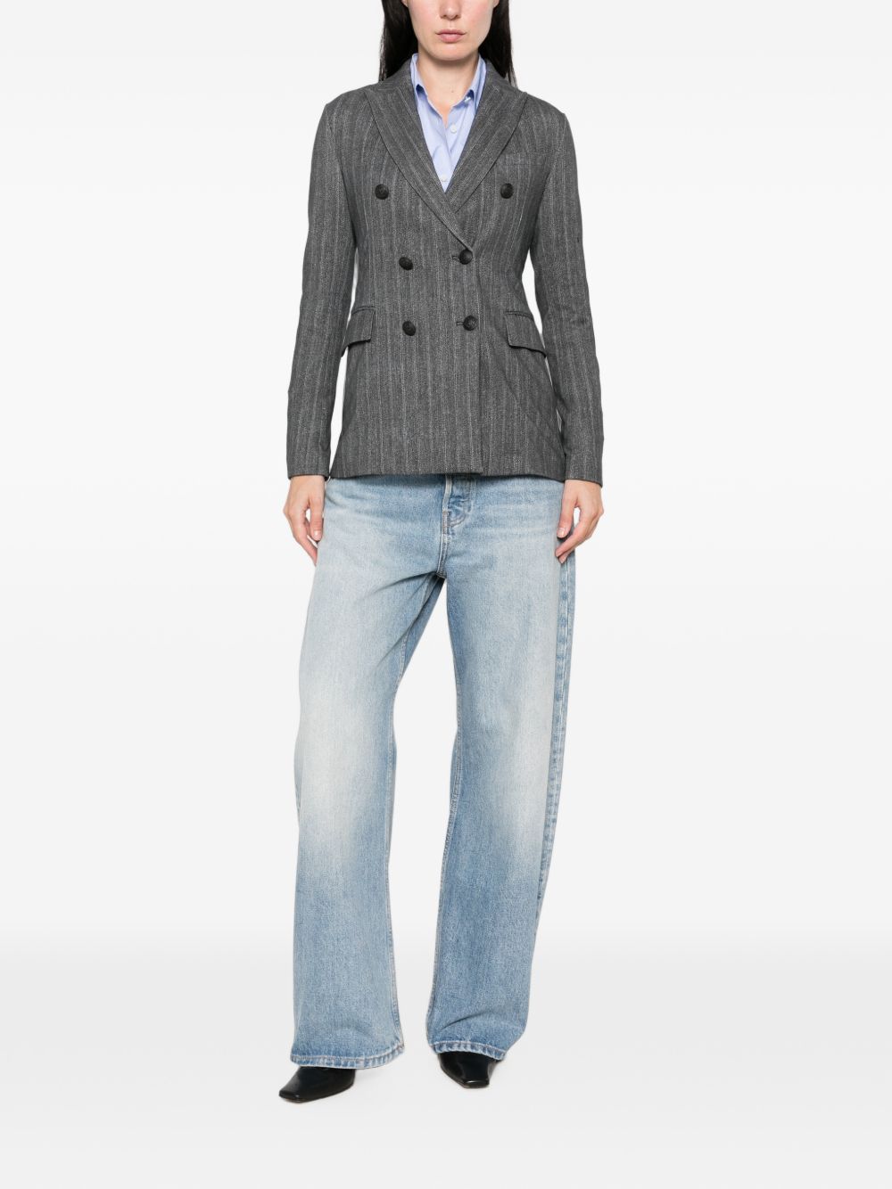 CIRCOLO 1901 Blazer doppiopetto gessato con tasche grigio 