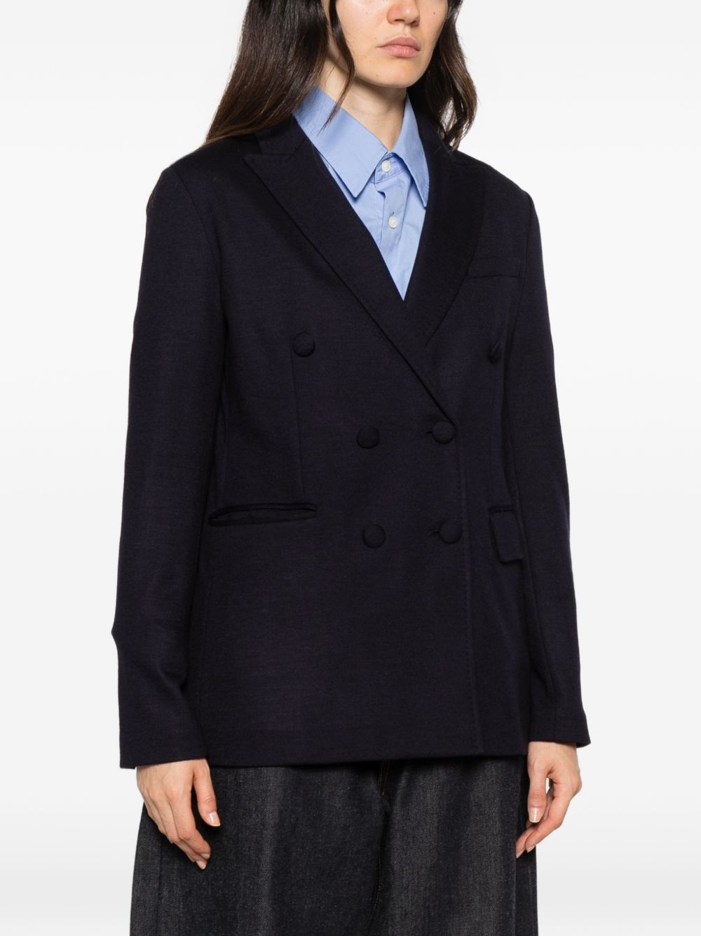 CIRCOLO 1901 Blazer doppiopetto in lana misto cashmere blu 