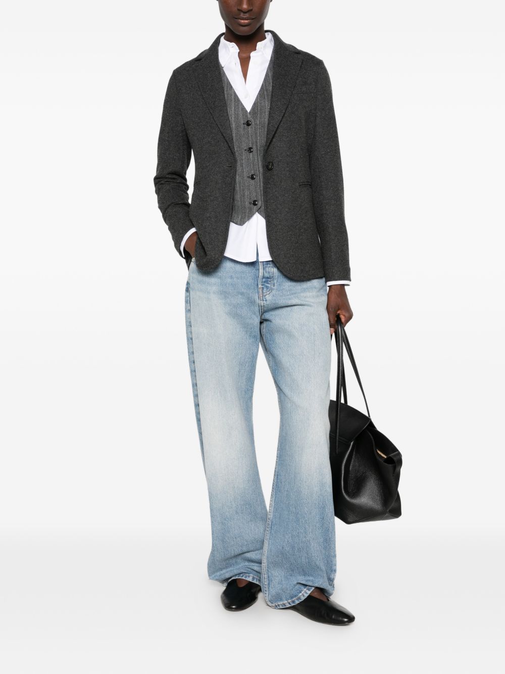 CIRCOLO 1901 Blazer grigio antracite in lana con tasche 