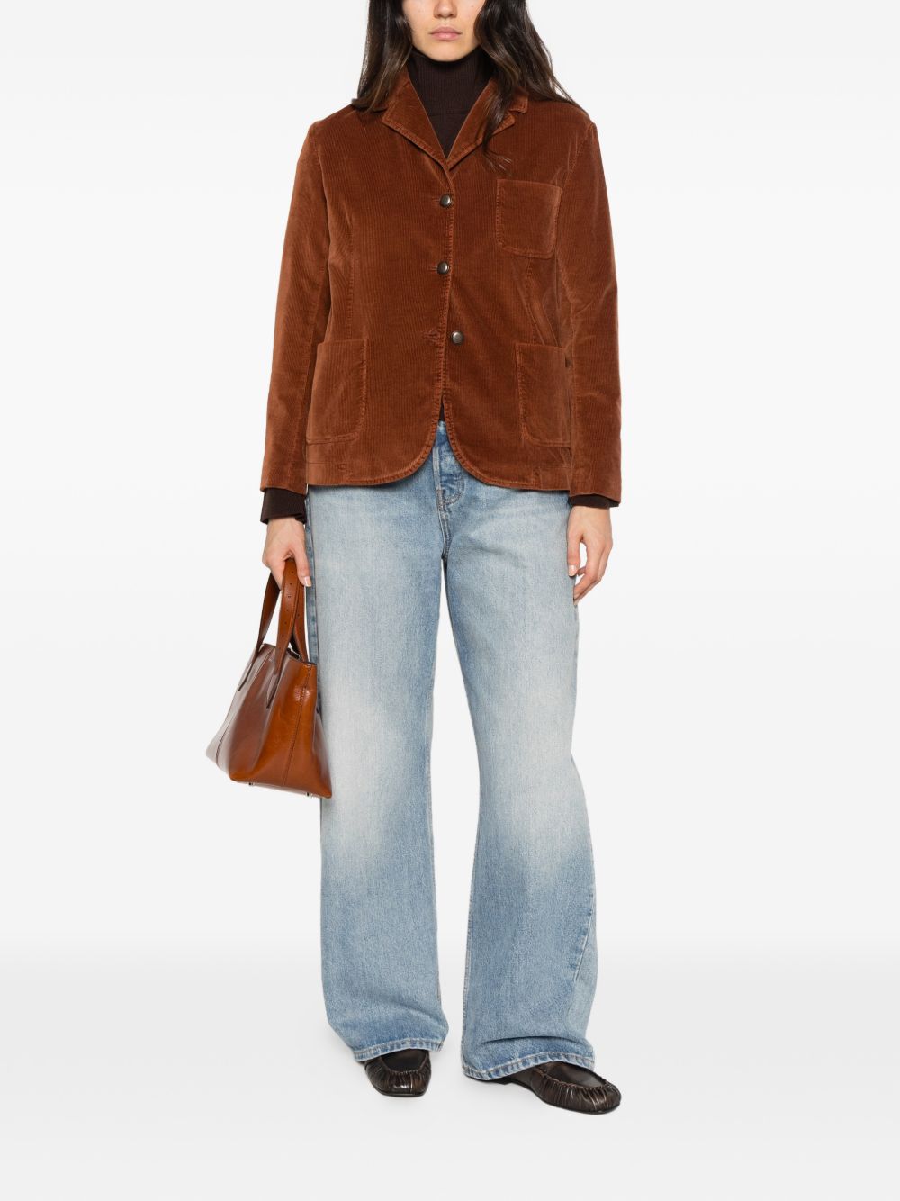 CIRCOLO 1901 Blazer a costine marrone con tasche applicate 