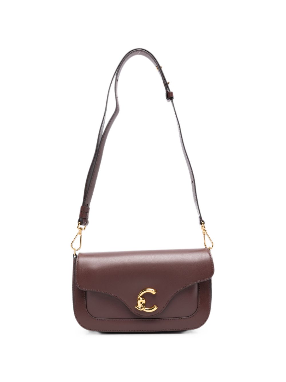 COCCINELLE Borsa Tote Bag bordeaux con tracolla regolabile e logo dorato 