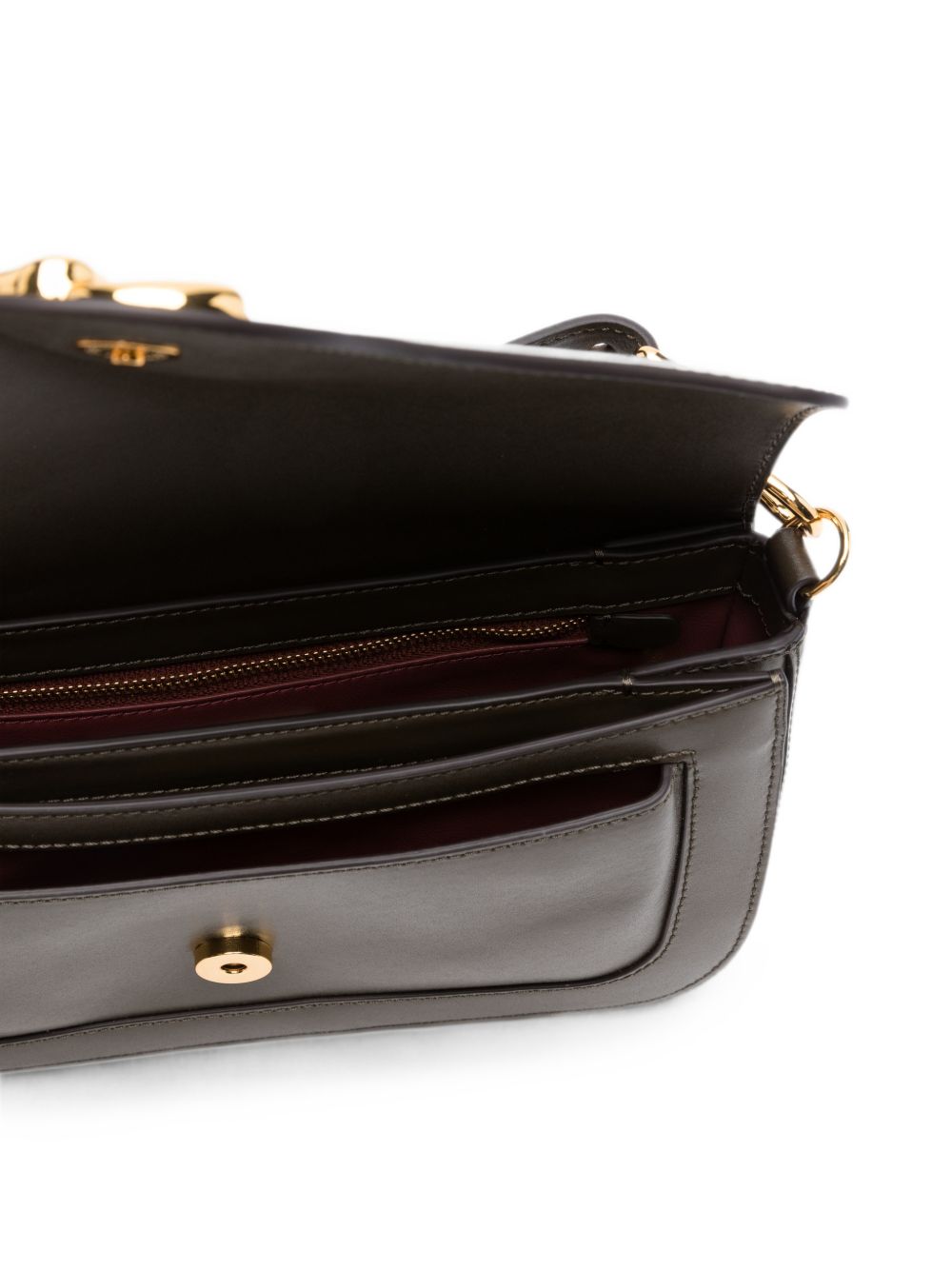 COCCINELLE Borsa Tote Bag marrone scuro con tracolla regolabile e logo dorato 