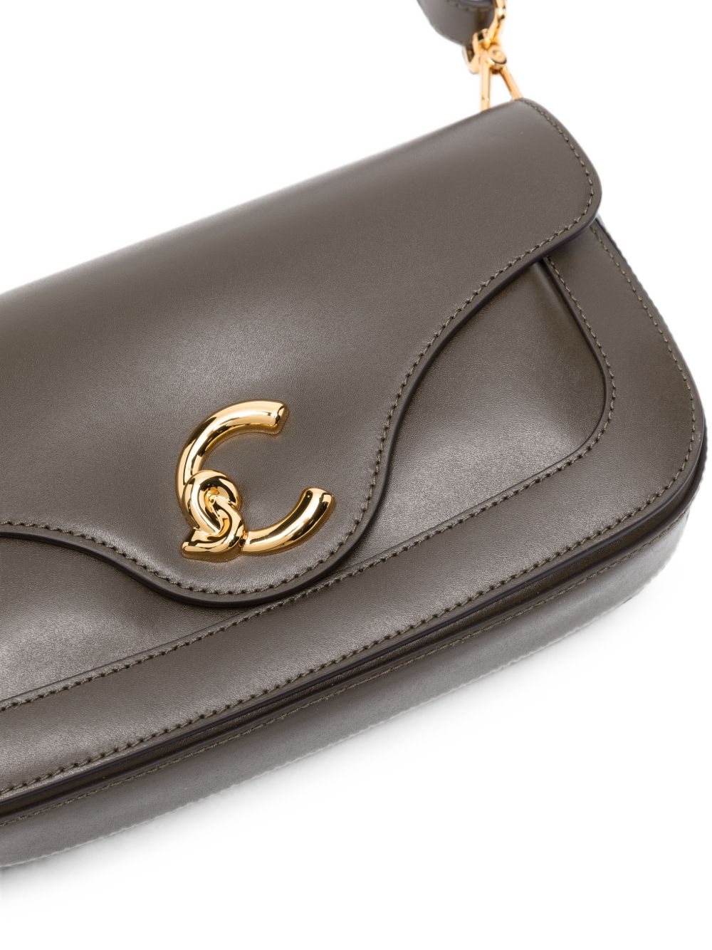 COCCINELLE Borsa Tote Bag marrone scuro con tracolla regolabile e logo dorato 