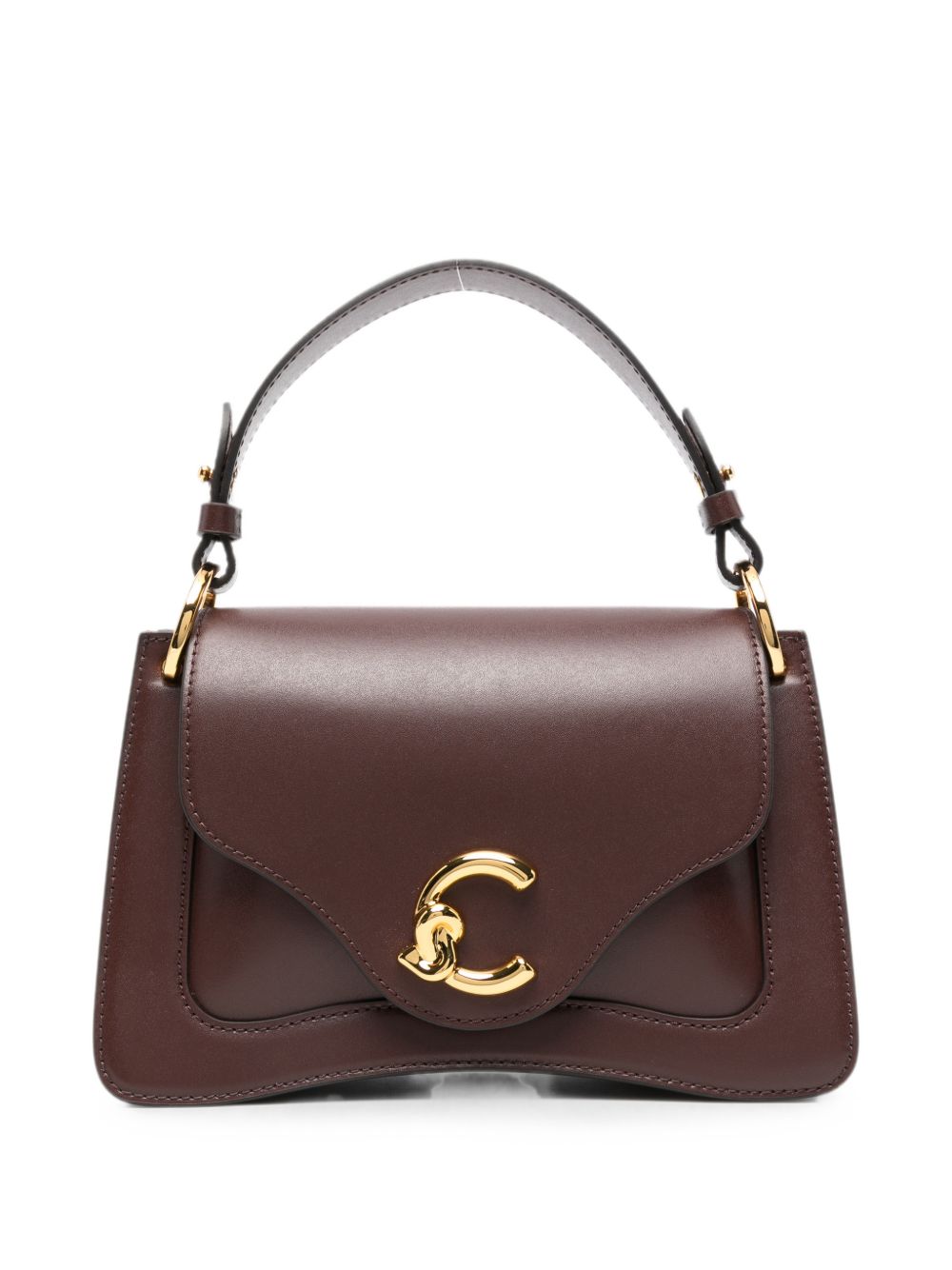 COCCINELLE Borsa a mano Bordeaux con logo a palla dorato 