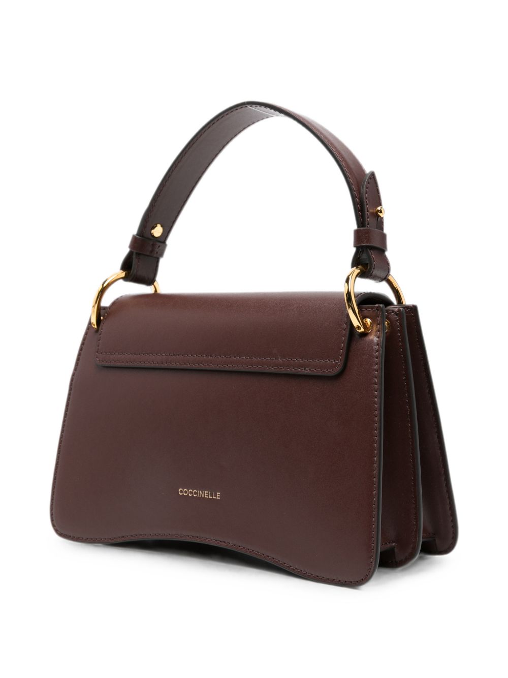 COCCINELLE Borsa a mano Bordeaux con logo a palla dorato 