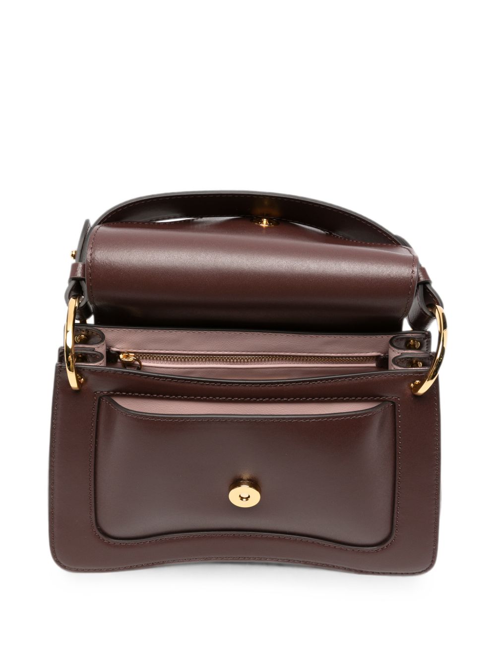 COCCINELLE Borsa a mano Bordeaux con logo a palla dorato 
