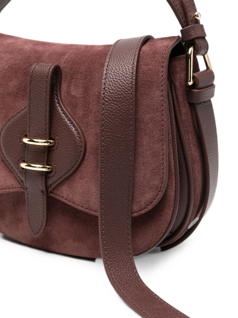 COCCINELLE Borsa a tracolla crossbody in pelle suede marrone 