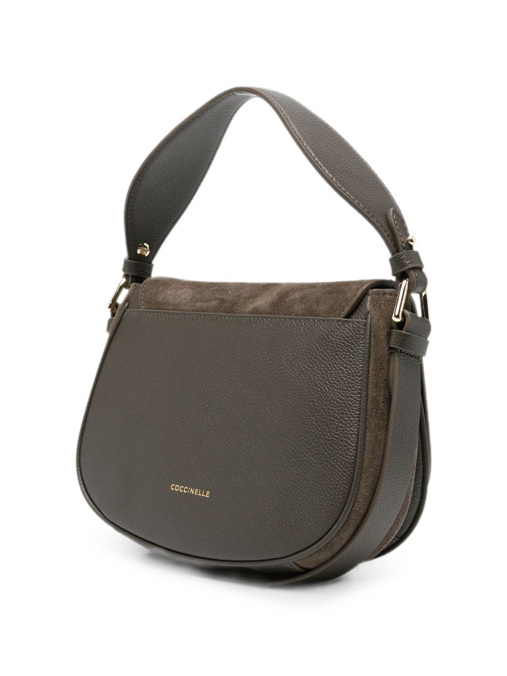 COCCINELLE Borsa a tracolla crossbody in pelle suede marrone fango 