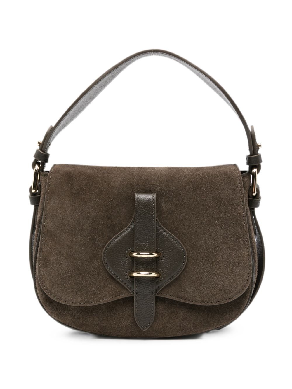 COCCINELLE Borsa a tracolla crossbody in pelle suede marrone fango 