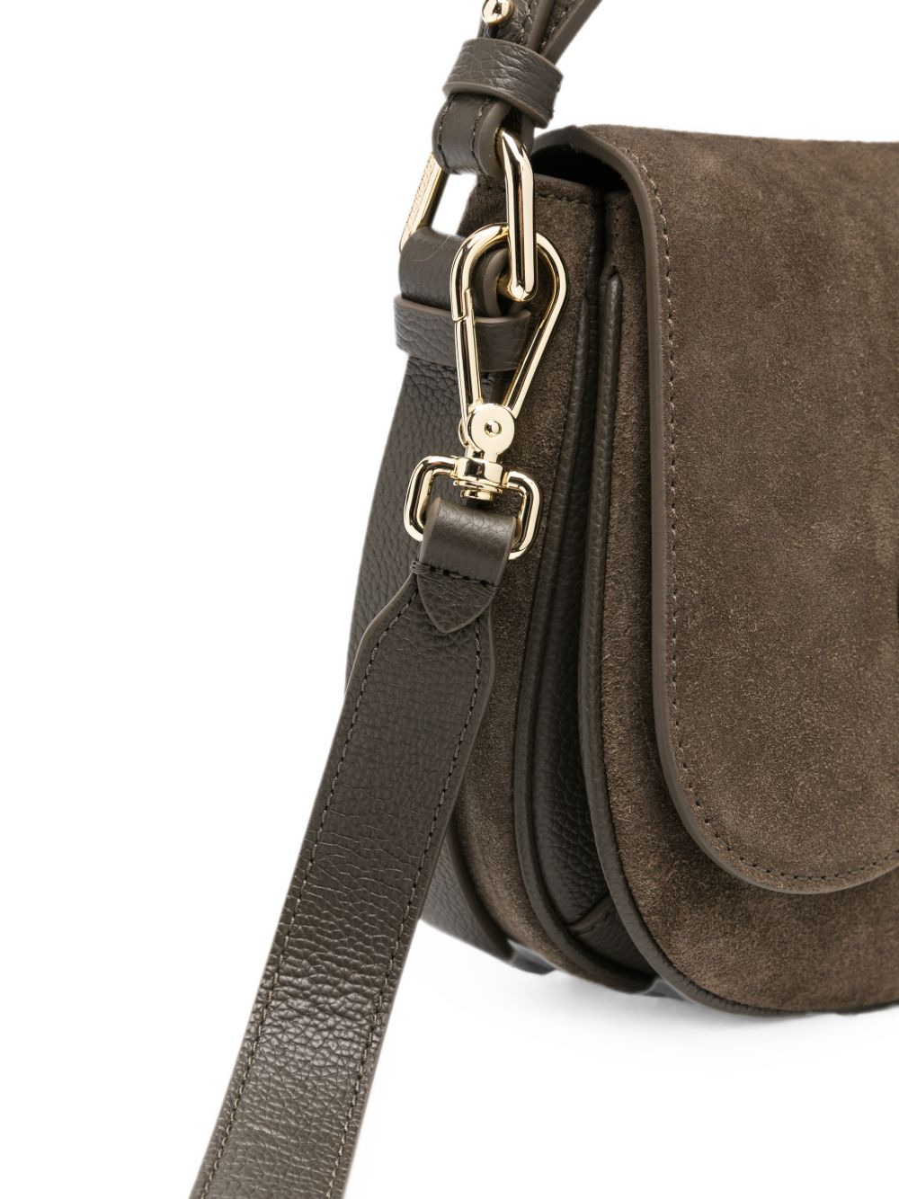 COCCINELLE Borsa a tracolla crossbody in pelle suede marrone fango 