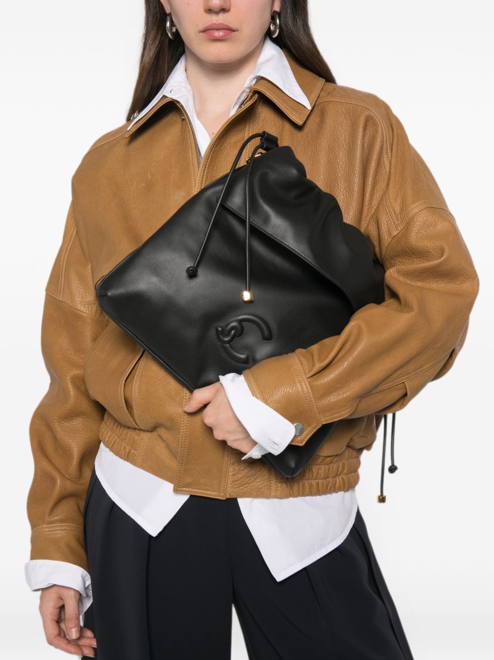 COCCINELLE Borsa Lidia Hobo in morbida pelle nera con logo 