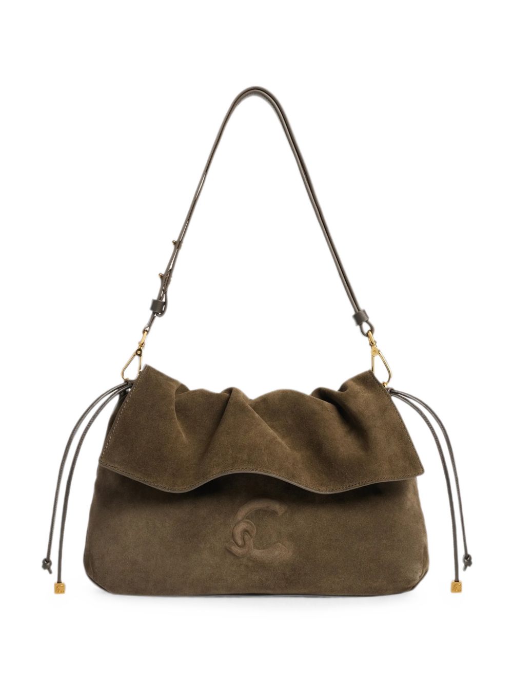 COCCINELLE Borsa Lidia Hobo in pelle suede marrone con logo 