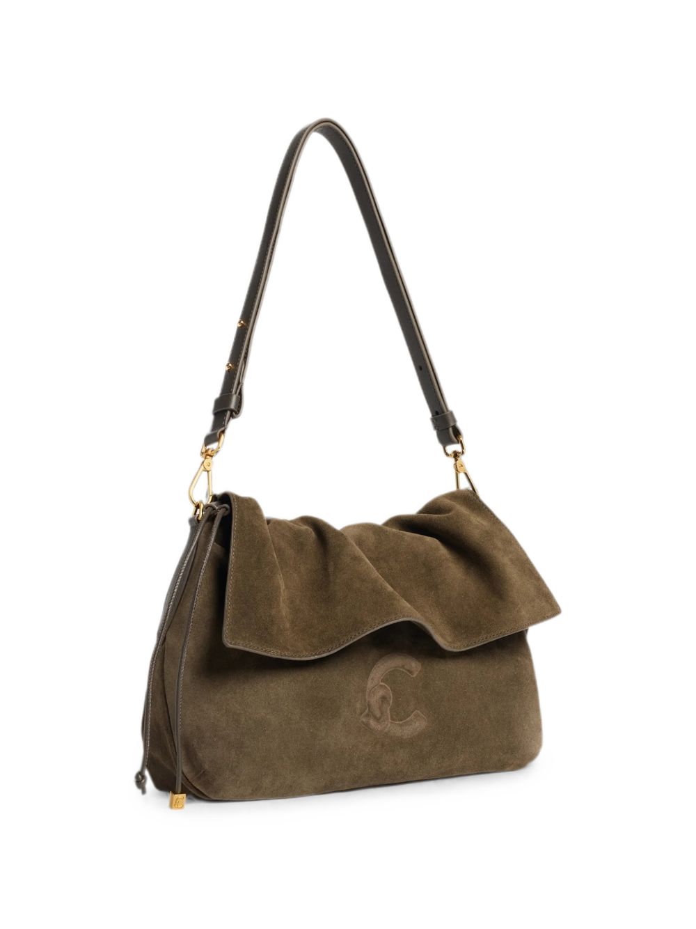 COCCINELLE Borsa Lidia Hobo in pelle suede marrone con logo 