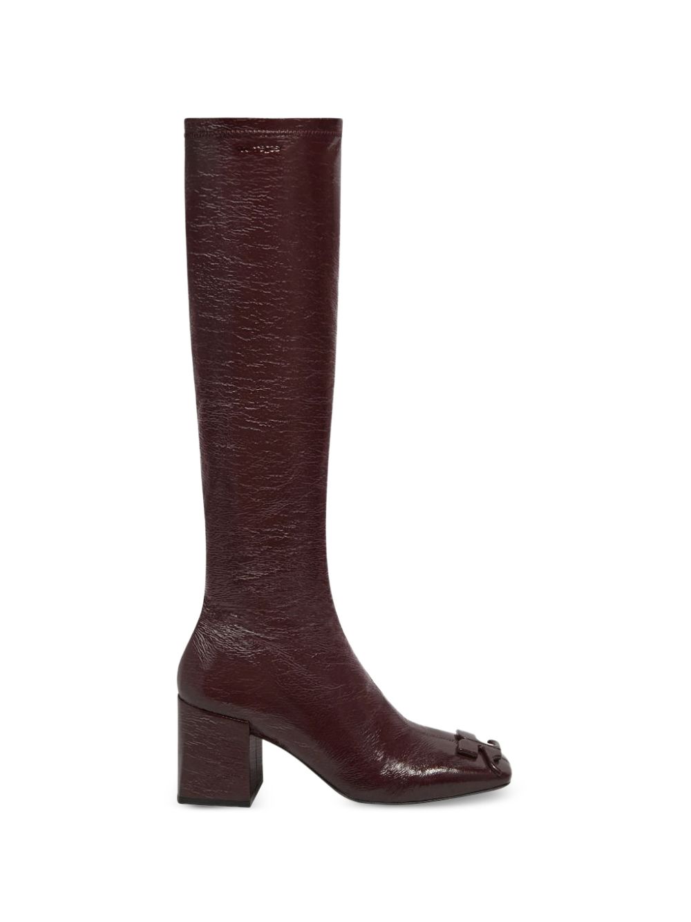 COURREGES Stivali alti con tacco in vinile burgundy 