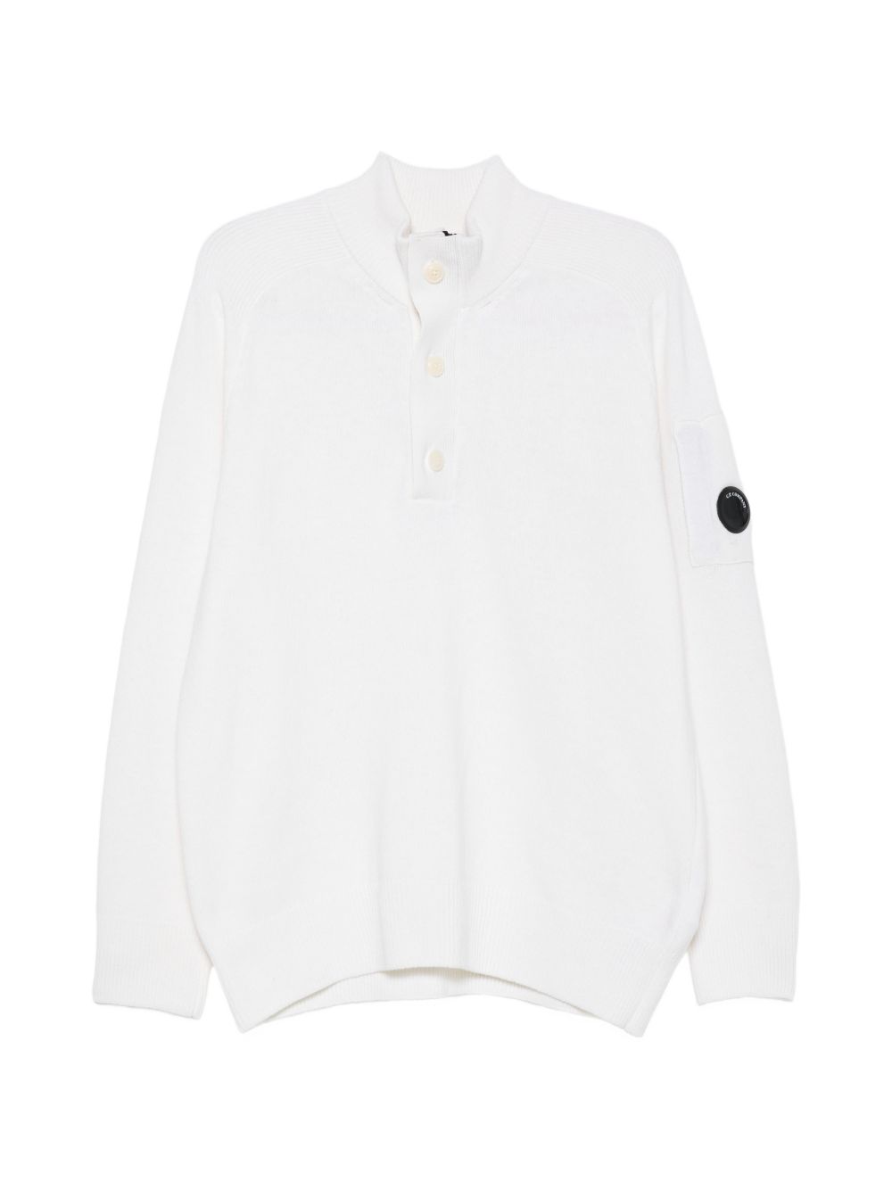 CP COMPANY Maglia bianca a collo alto con patch logo 