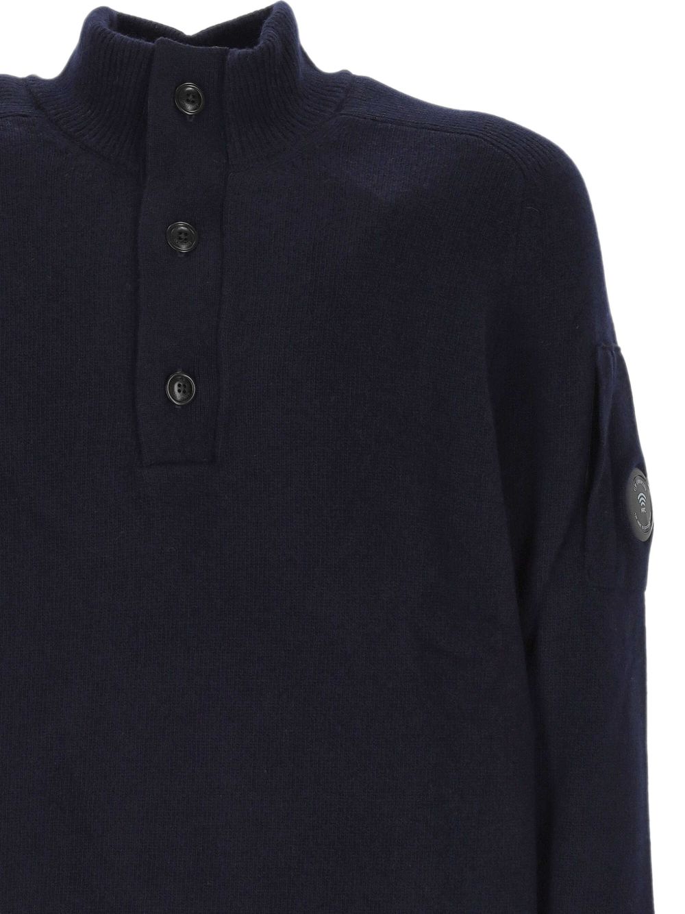 CP COMPANY Maglia blu a collo alto con bottoni 