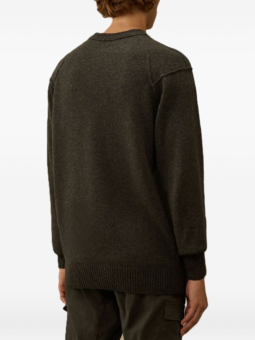 CP COMPANY Maglia da uomo girocollo verde scuro in lana 