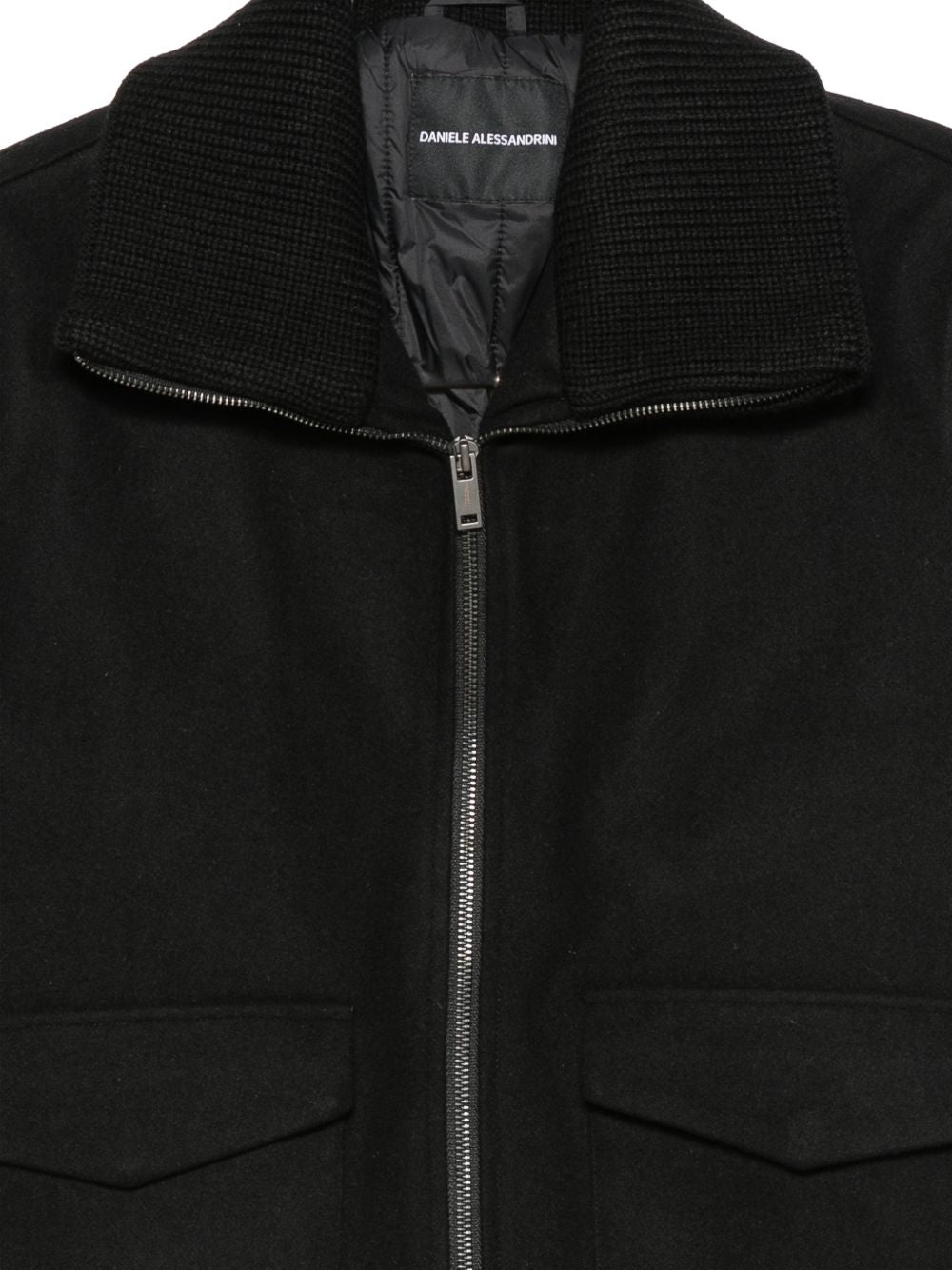 DANIELE ALESSANDRINI Giubbotto nero con zip e tasche 