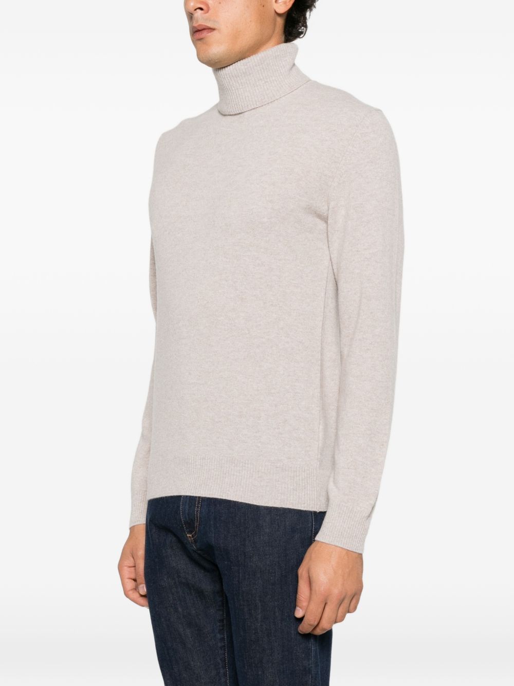 DANIELE FIESOLI Maglia a collo alto in lana misto cashmere beige 
