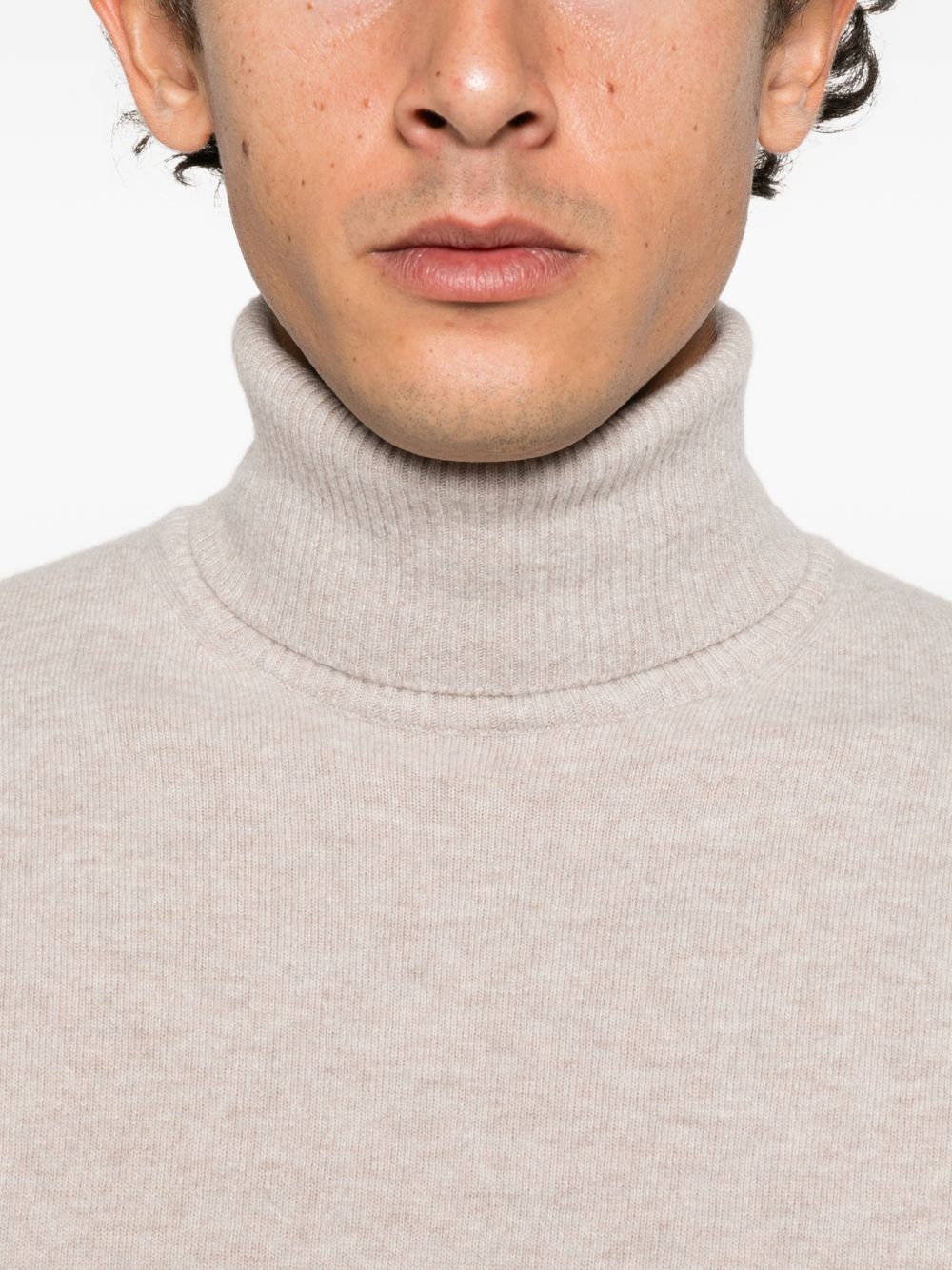 DANIELE FIESOLI Maglia a collo alto in lana misto cashmere beige 