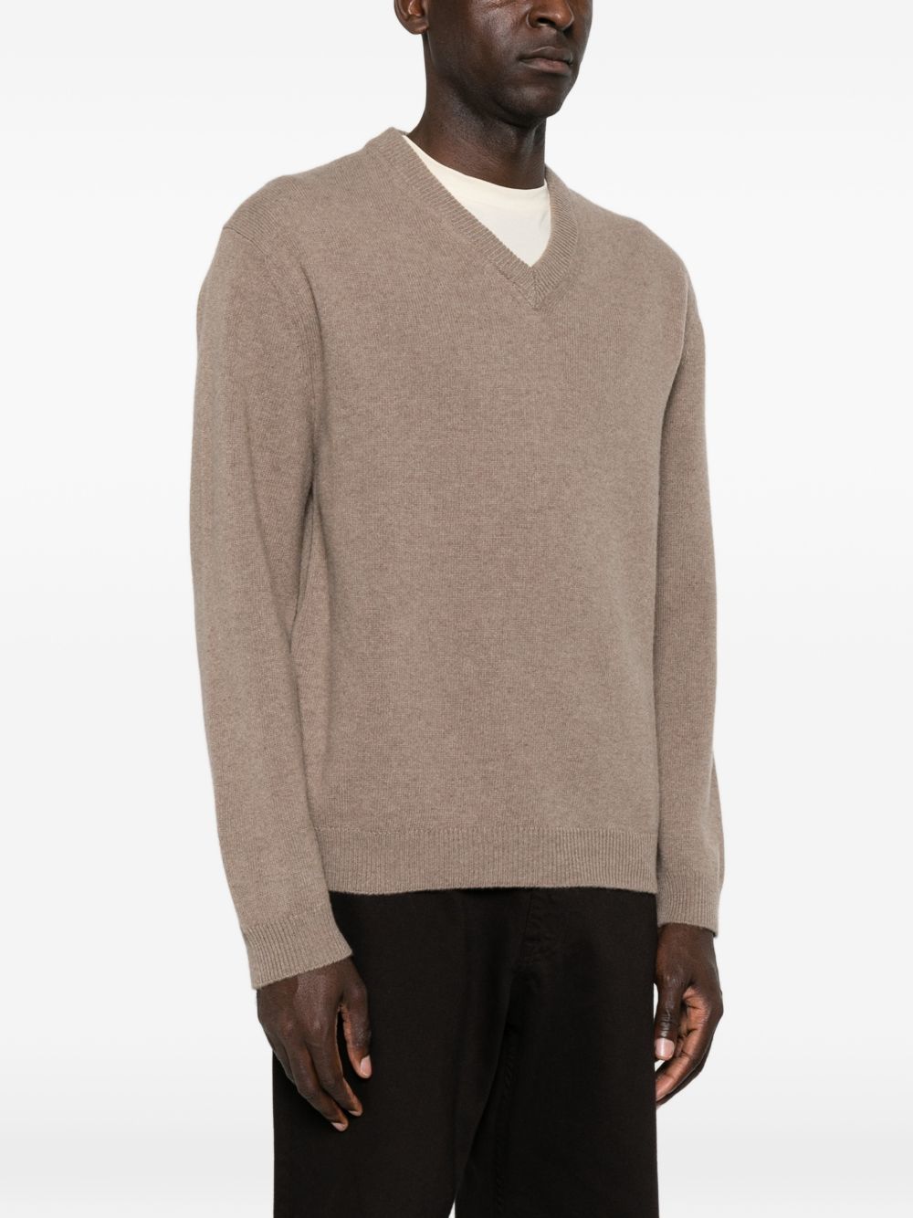 DANIELE FIESOLI Maglia con scollo a V sabbia in lana misto cashmere 