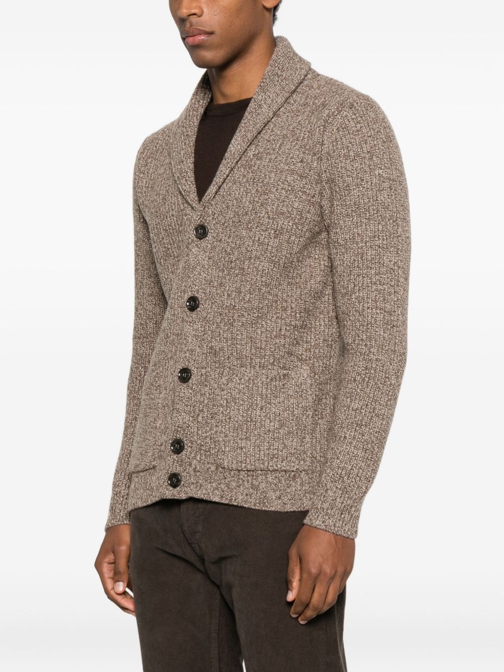DANIELE FIESOLI Cardigan color sabbia con tasche e scollo a V 