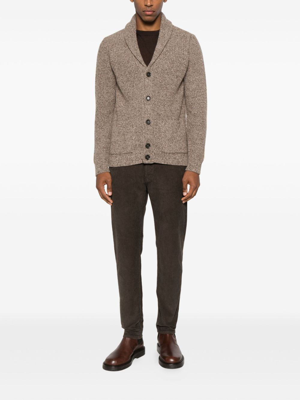 DANIELE FIESOLI Cardigan color sabbia con tasche e scollo a V 