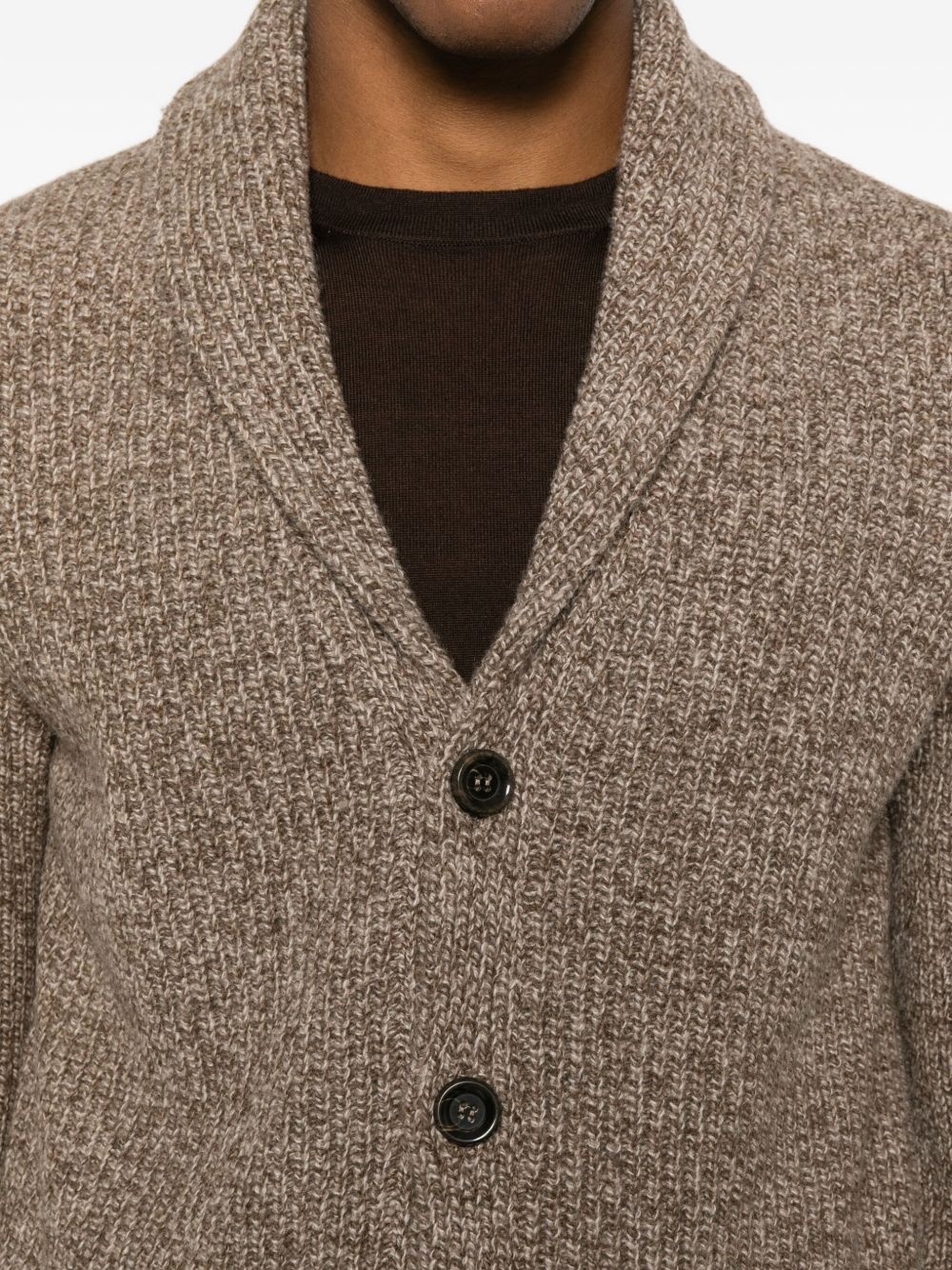 DANIELE FIESOLI Cardigan color sabbia con tasche e scollo a V 