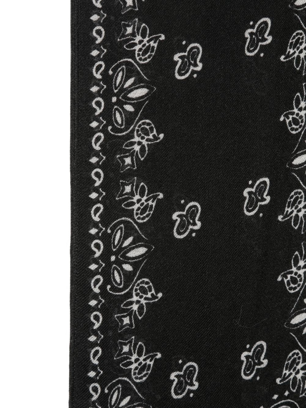 DESTIN Foulard nero con motivo jacquard bianco 