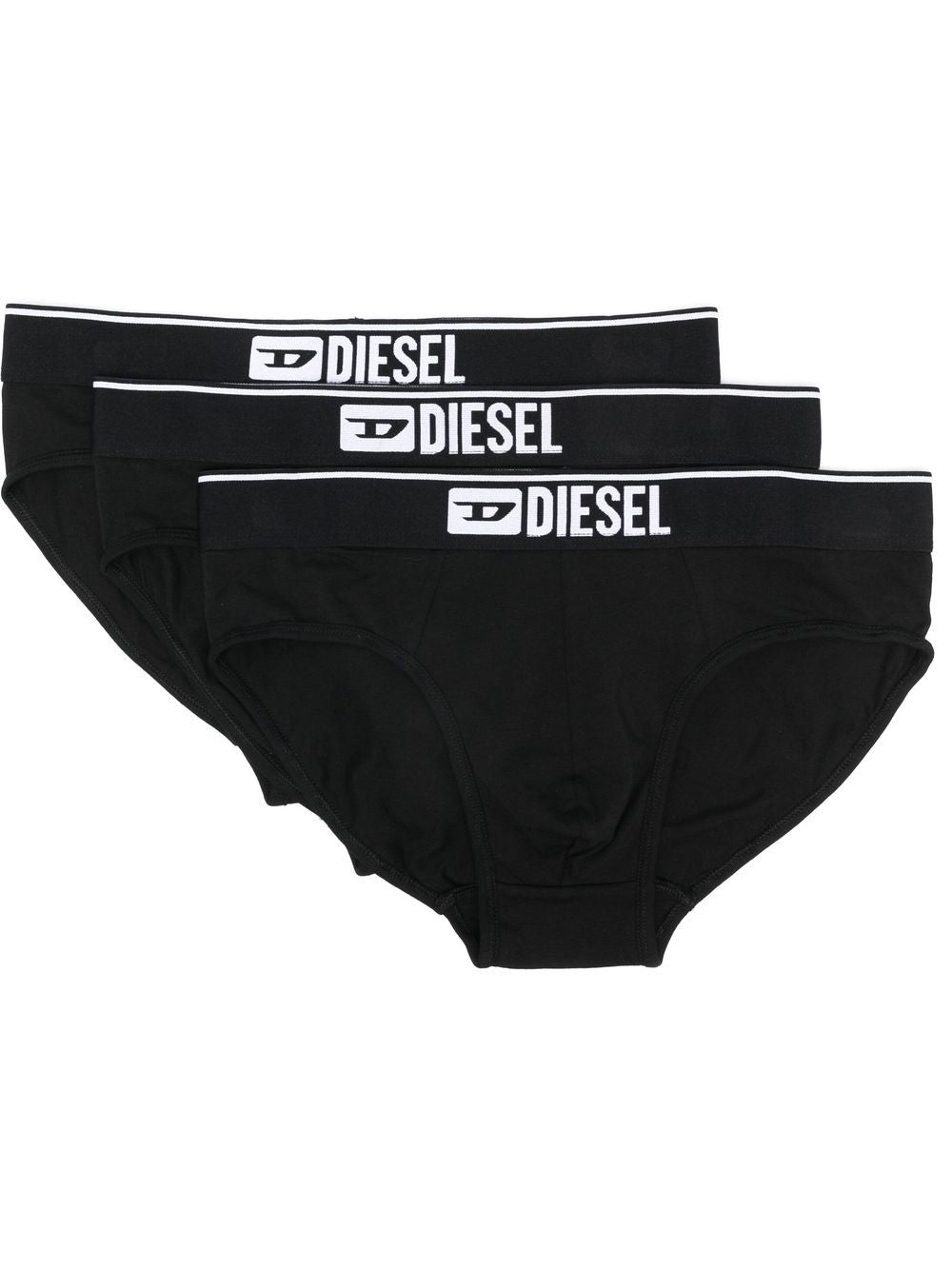 DIESEL Set da 3 slip neri in cotone con logo 