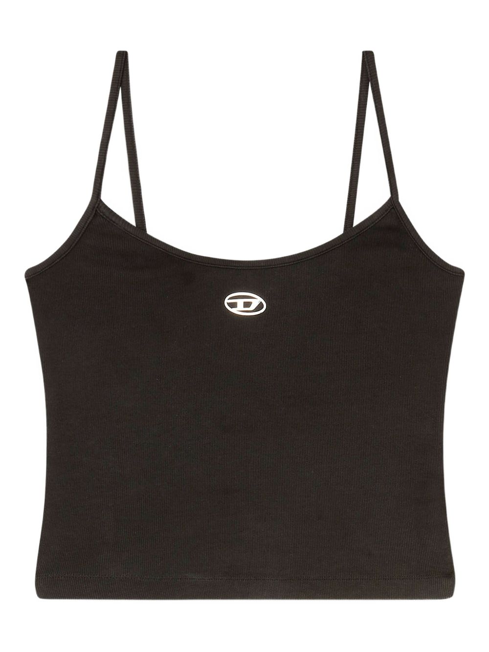 DIESEL Canotta nera in cotone elasticizzato con logo sul petto 