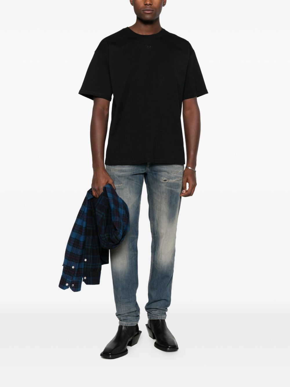 DIESEL T-shirt nera in cotone a maniche corte 