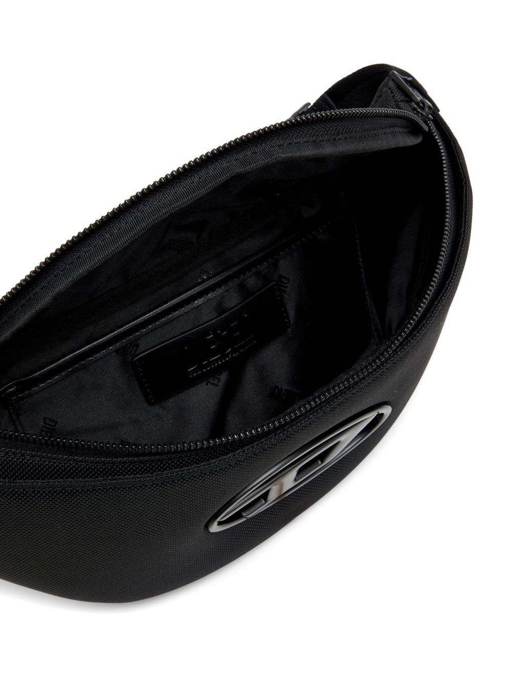 DIESEL Marsupio nero con placca logo satinata 