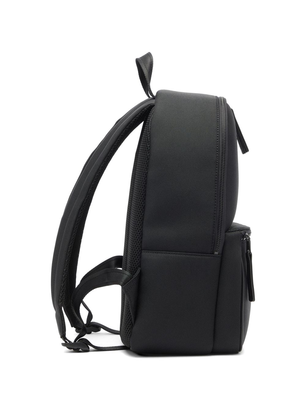 DIESEL Zaino nero con tasca frontale e placca logo satinata 