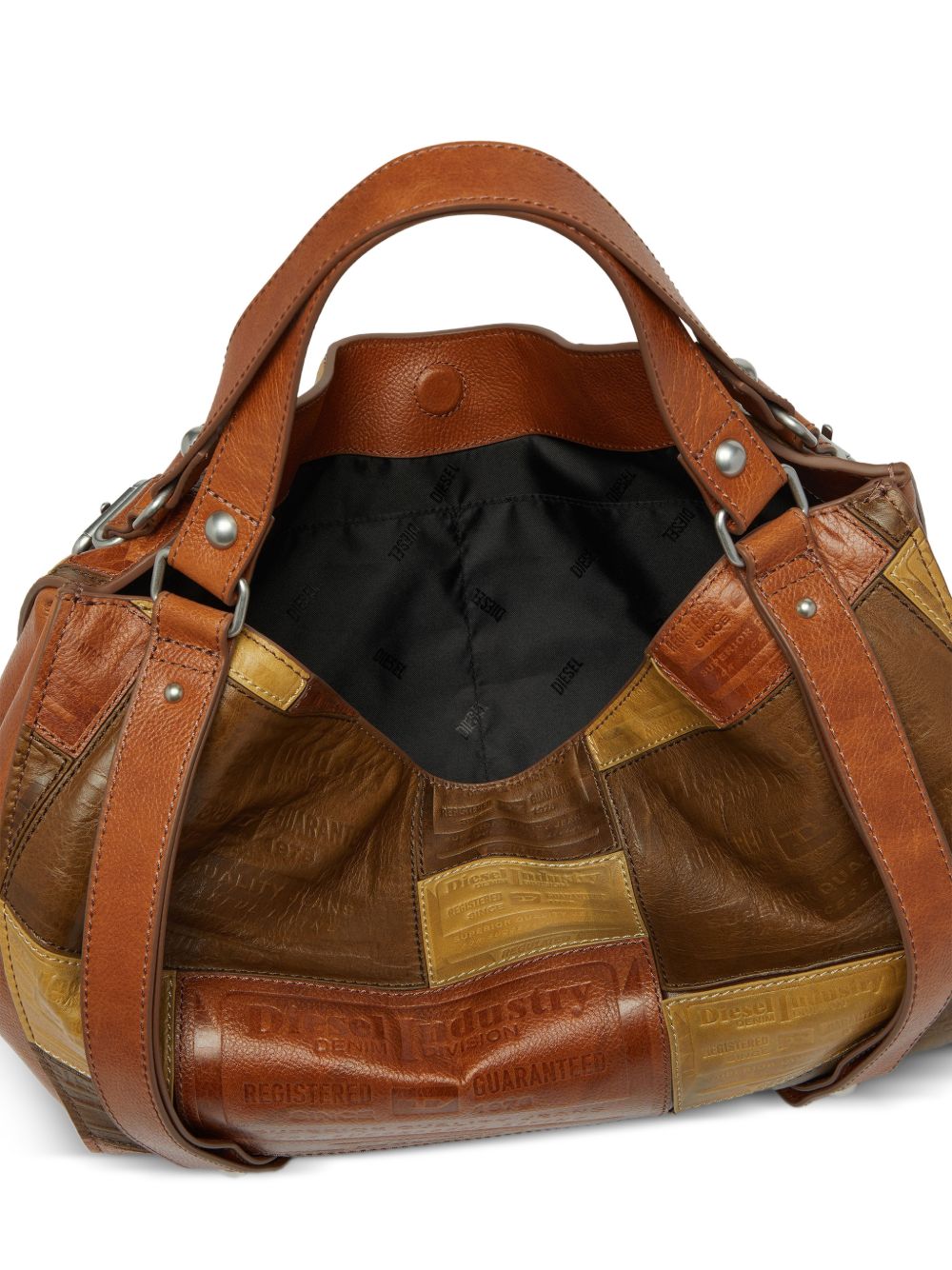 DIESEL Borsa marrone in simil-pelle dal design a pieghe 