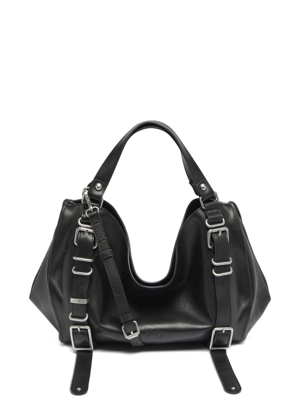 DIESEL Borsa nera in simil-pelle dal design a pieghe 