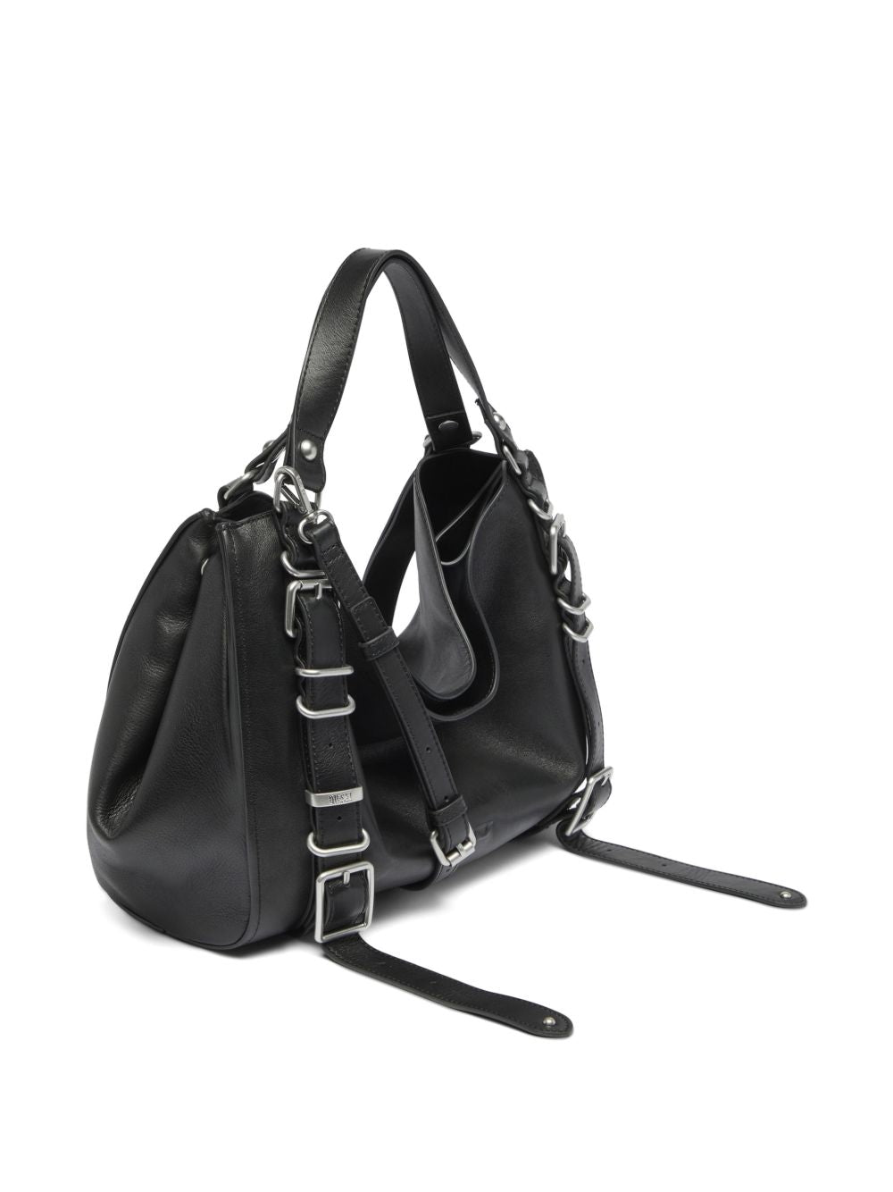 DIESEL Borsa nera in simil-pelle dal design a pieghe 