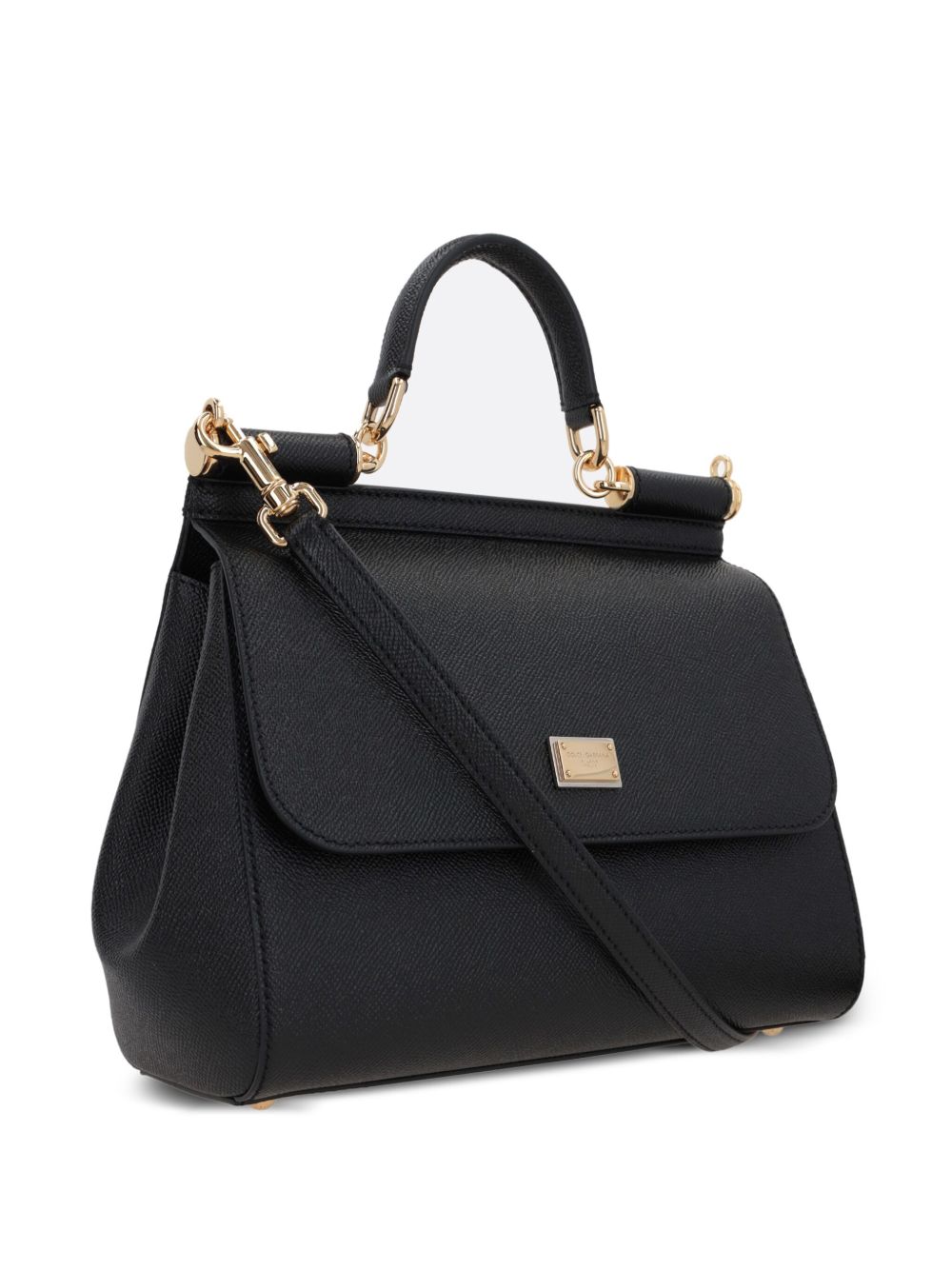 DOLCE e GABBANA Borsa Sicily Large nera in pelle di vitello 