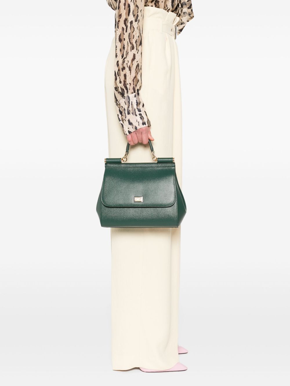DOLCE e GABBANA Borsa Sicily Large verde in pelle 