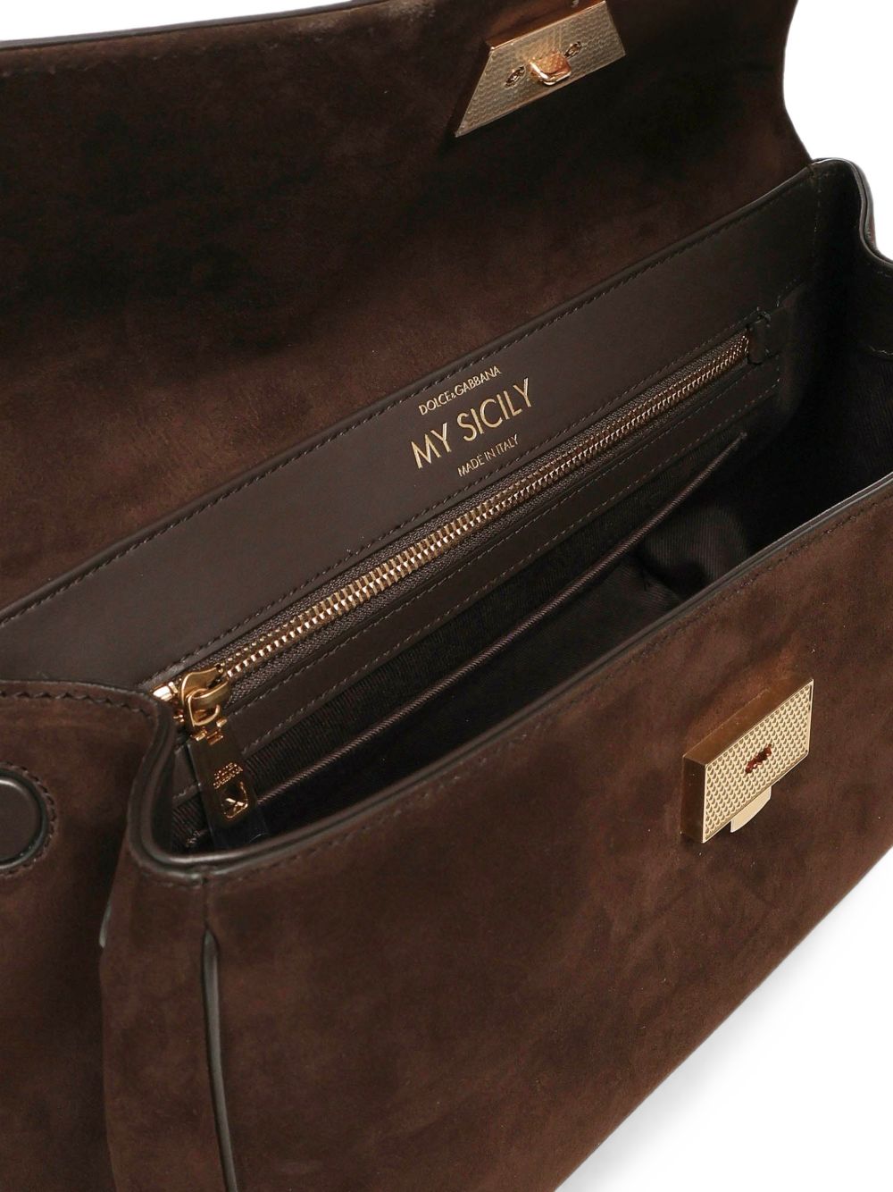 DOLCE e GABBANA Borsa My Sicily media in suede marrone 