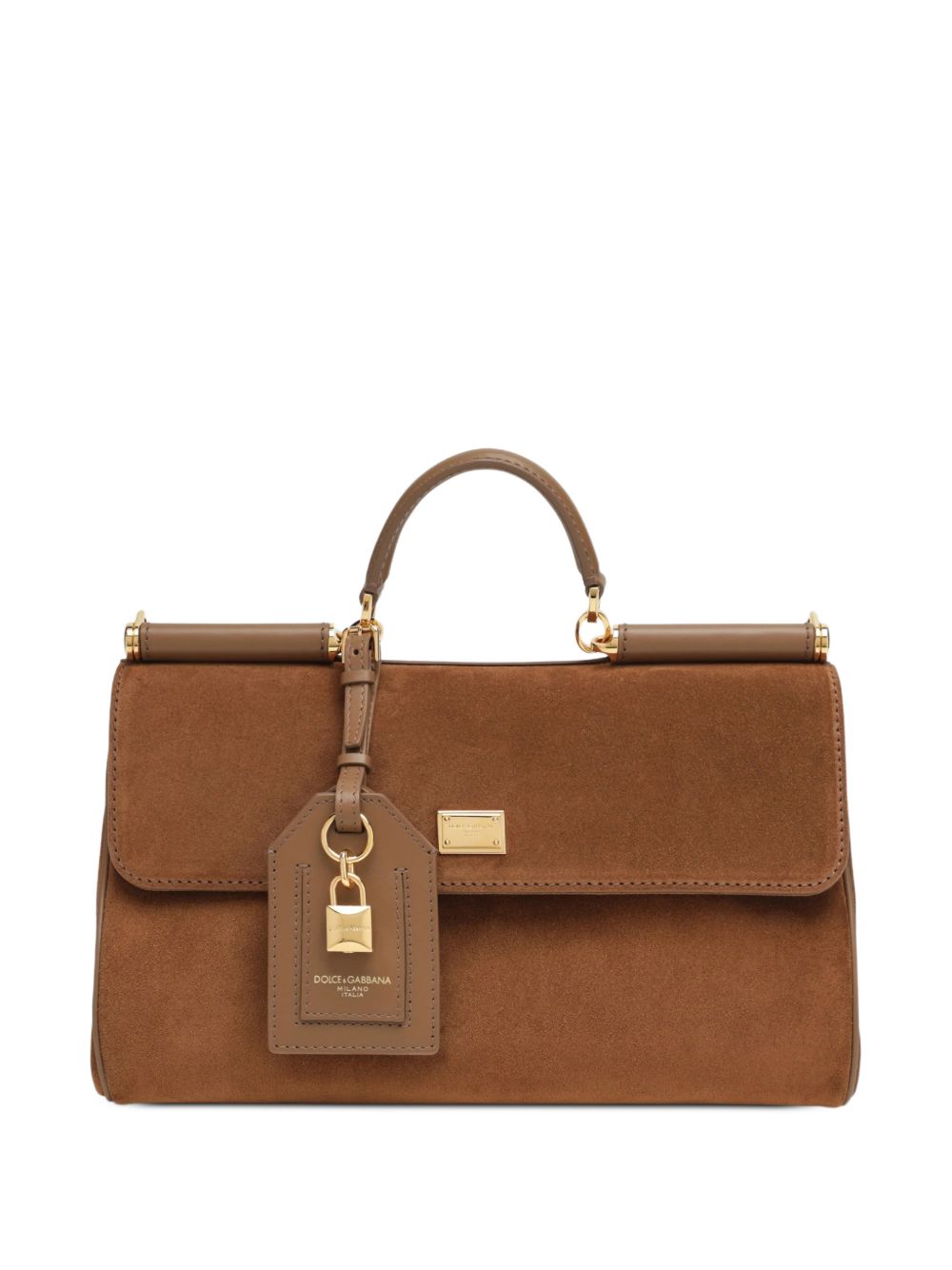 DOLCE e GABBANA Borsa My Sicily Medium marrone in pelle scamosciata 